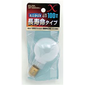 （業務用セット） ELPA 長寿命 節電ミニクリプトン球 電球 ミニクリX 100W形 E17 ホワイト GKP-1090WX（W）-L 【×10セット】