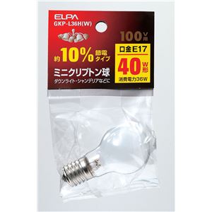 （業務用セット） ELPA ミニクリプトン球 電球 40W形 E17 ホワイト GKP-L36H（W） 【×20セット】