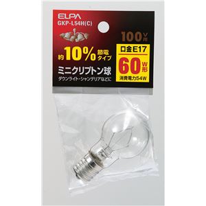 （業務用セット） ELPA ミニクリプトン球 電球 60W形 E17 クリア GKP-L54H（C） 【×10セット】