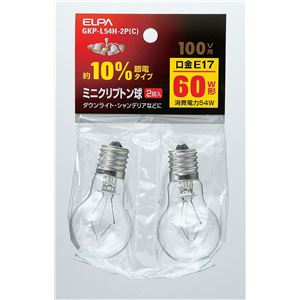 （業務用セット） ELPA ミニクリプトン球 電球 60W形 E17 クリア 2個入 GKP-L54H-2P（C） 【×10セット】