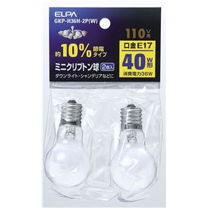 （業務用セット） ELPA ミニクリプトン球 電球 40W形 E17 ホワイト 2個入 GKP-H36H-2P（W） 【×10セット】