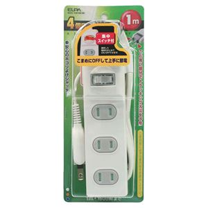 （業務用セット） ELPA 扉付タップ 集中スイッチ付 4個口 1m WBS-T4010B（W） 【×10セット】