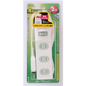 （業務用セット） ELPA 扉付タップ 集中スイッチ付 4個口 2m WBS-T4020B（W） 【×10セット】