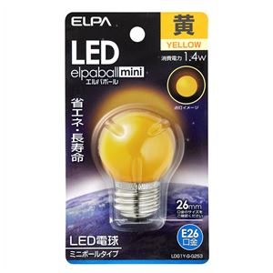 （業務用セット） ELPA LED装飾電球 ミニボール球形 E26 G40 イエロー LDG1Y-G-G253 【×5セット】