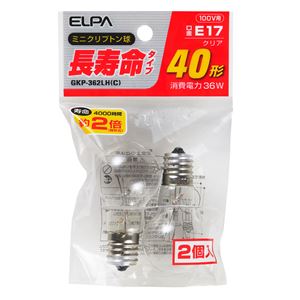 （業務用セット） ELPA 長寿命ミニクリプトン球 電球 40W形 E17 クリア 2個入 GKP-362LH（C） 【×20セット】