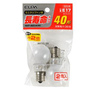 （業務用セット） ELPA 長寿命ミニクリプトン球 電球 40W形 E17 ホワイト 2個入 GKP-362LH（W） 【×20セット】