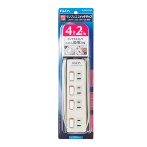 （業務用セット） ELPA スイッチ付タップ 4個口 2m ランプなし WLS-420EB（W） 【×5セット】