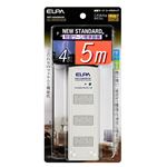 （業務用セット） ELPA 耐雷サージ機能付コード付タップ 4個口 5m ホワイト WBT-4050SBN（W） 【×3セット】