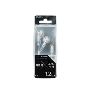 （業務用セット） ELPA ステレオインナーホン ホワイト 1.2m RD-NM12（W） 【×5セット】