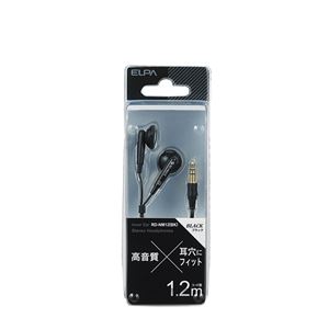 （業務用セット） ELPA ステレオインナーホン ブラック 1.2m RD-NM12（BK） 【×5セット】