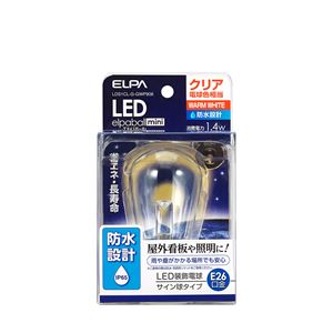 （業務用セット） ELPA 防水型LED装飾電球 サイン球形 E26 クリア電球色 LDS1CL-G-GWP906 【×5セット】