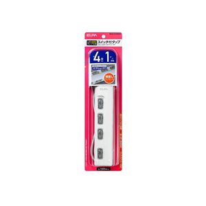 （業務用セット） ELPA スイッチ付タップ LEDランプ 横挿し 4個口 1m WLS-LY41EB（W） 【×5セット】