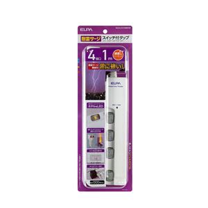 （業務用セット） ELPA LEDランプスイッチ付タップ 横挿し 4個口 1m WLS-LY410MB（W） 【×5セット】