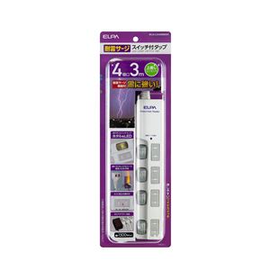 （業務用セット） ELPA LEDランプスイッチ付タップ 上挿し 4個口 3m WLS-LU430MB（W） 【×5セット】