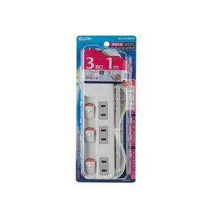 （業務用セット） ELPA スイッチ付タップ ランプレス 3個口 1m WLS-U31EB（W） 【×5セット】