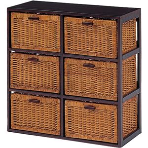 ランドリーチェスト 枯淡シリーズ 3段 木製(籐・天然木) 引き出し収納付き 【完成品】 