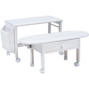 パソコンテーブル 木製 バタフライ式(伸長/伸縮式) コンパクト 白 【完成品】 