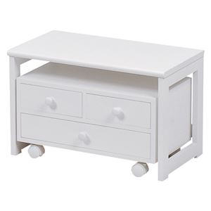 パソコンデスク ロータイプ 木製 キャスター付き 白(ホワイト) 【完成品】 