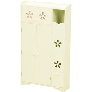 トイレラック(トイレ収納) 木製 可動棚付き クリーム 