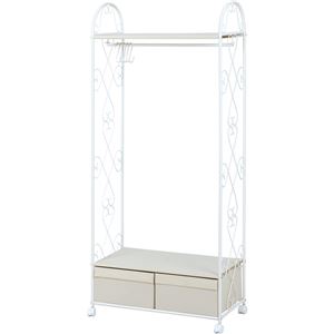 ハンガーラック(コートラック) アイアンシリーズ スチール製 幅76cm×奥行35cm 白(ホワイト) 
