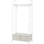 ハンガーラック(コートラック) アイアンシリーズ スチール製 幅76cm×奥行35cm 白(ホワイト) 