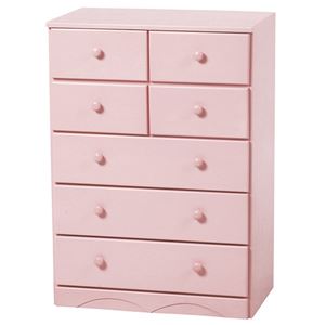 ローチェスト 5段 木製(桐材) ピンク 【完成品】 