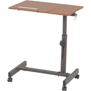 サイドテーブル スチール/木製 角度/高さ調節可 ブラウン 