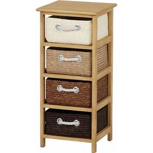 ランドリーチェスト 4段 木製 引き出し収納付き ナチュラル 【完成品】 