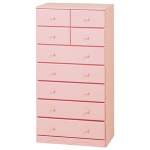 ローチェスト 7段 木製(桐材) ピンク 【完成品】 