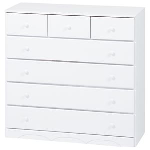 ローチェスト 5段 木製(桐材) 白(ホワイト) 【完成品】 