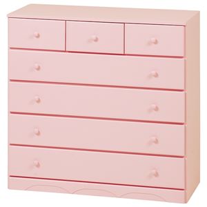 ローチェスト 5段 木製(桐材) ピンク 【完成品】 