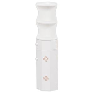 トイレラック(トイレ収納) 木製 スリム コーナー収納 白 【完成品】 