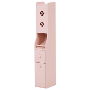 トイレラック(トイレ収納) 木製 スリム ピンク 【完成品】 