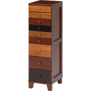 スリムチェスト ブラウニーシリーズ 9段 木製(桐材) ブラウン 【完成品】 