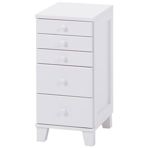 ローチェスト 5段 木製(桐材) 白(ホワイト) 【完成品】 