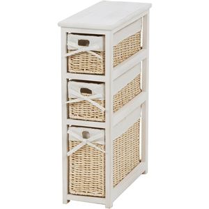 トイレラック(トイレ収納棚) 木製 スリム 白 【完成品】 