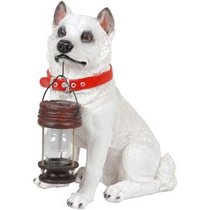 ソーラーランプ 太陽光蓄電式ランプ付き 犬型オーナメント 〔屋外/ガーデン/室内〕 