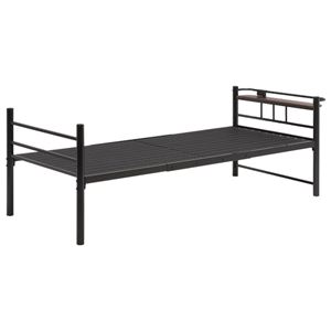シングルベッド スチールパイプ 二口コンセント/宮付き 収納付き 黒 