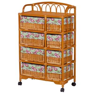 ランドリーチェスト 4段 木製 棚/内布付きバスケット引き出し収納付き 