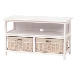 ローボード（テレビ台/テレビボード） 木製 アンティーク調ホワイト(白) 【完成品】 