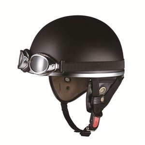 ハーフヘルメット ゴーグル付き PF-5 フラットブラック 【バイク用品】