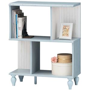 アンティーク調 木目調パーテーションラック ブルー 【French-Shabby】フレンチシャビー 