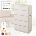 薄型チェスト/薄型収納 奥行30cm 幅60cm 5段 ホワイト木目調 【日本製/完成品】