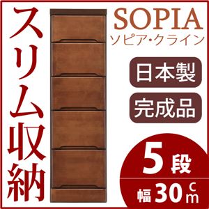 隙間収納チェスト/タンス 幅30cm 5段 本体：ブラウン/茶 木製 スリム家具 すきま収納 【日本製/完成品】