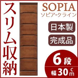 隙間収納チェスト/タンス 幅30cm 6段 本体：ブラウン/茶 木製 スリム家具 すきま収納 【日本製/完成品】