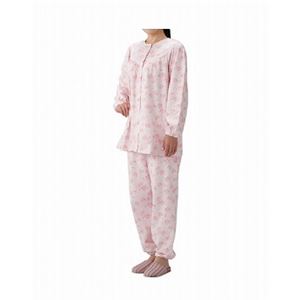丸十服装 介護パジャマ 婦人用 オールシーズン BK1808 フラワーピンク ／L