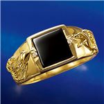 18金オニキスダイヤリング 指輪 龍鳳 13号