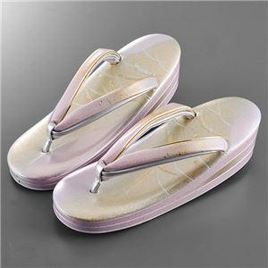 もみ箔型押しラデン草履 ローズ L（24.0〜24.5cm）