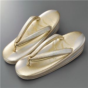 もみ箔型押しラデン草履 金 M（22.5〜23.5cm）