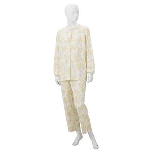 きほんのパジャマ(寝巻き) 【婦人用 S】 綿100％ マジックテープ付き ズボン/前開き ［介護用品］ イエロー（黄）